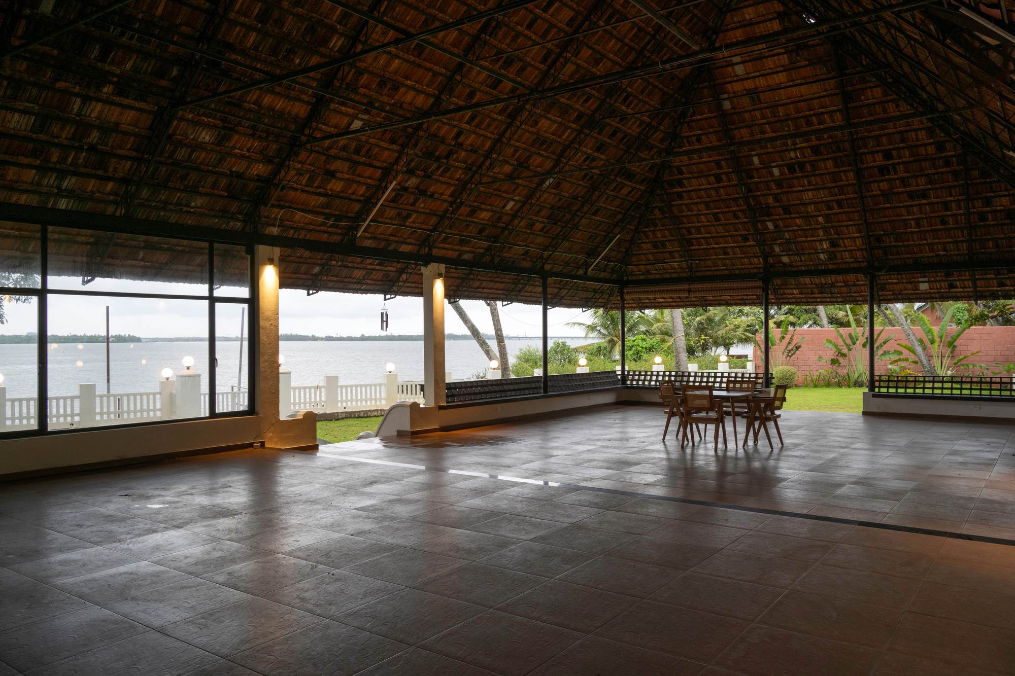 The pandal by daylight, open to the lawn