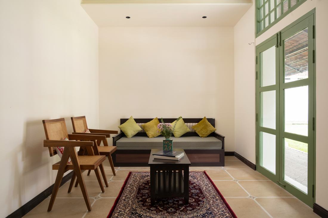 A quiet seating corner in the Sandal Suite